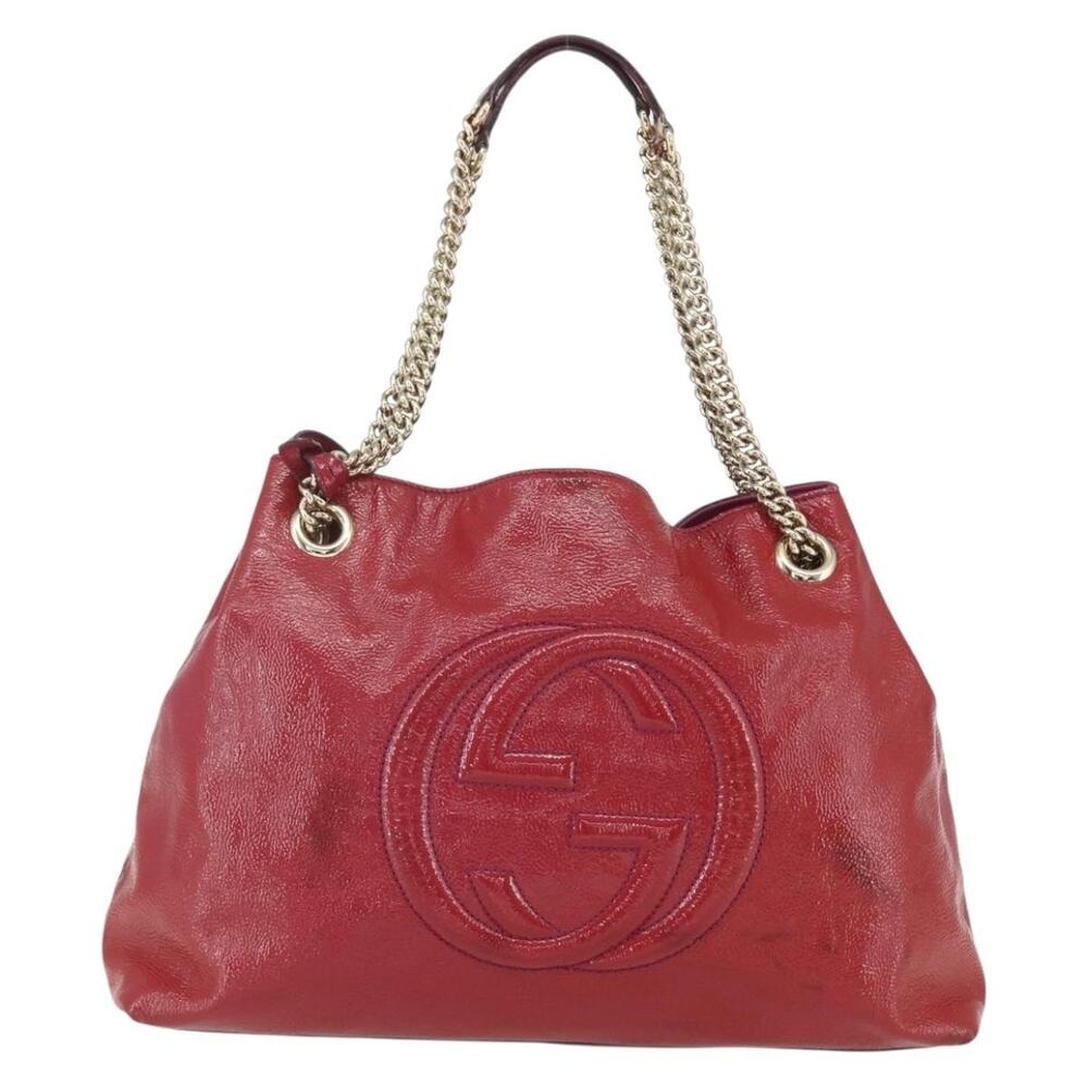 Gucci Soho Chain Tote Bag Red Gold